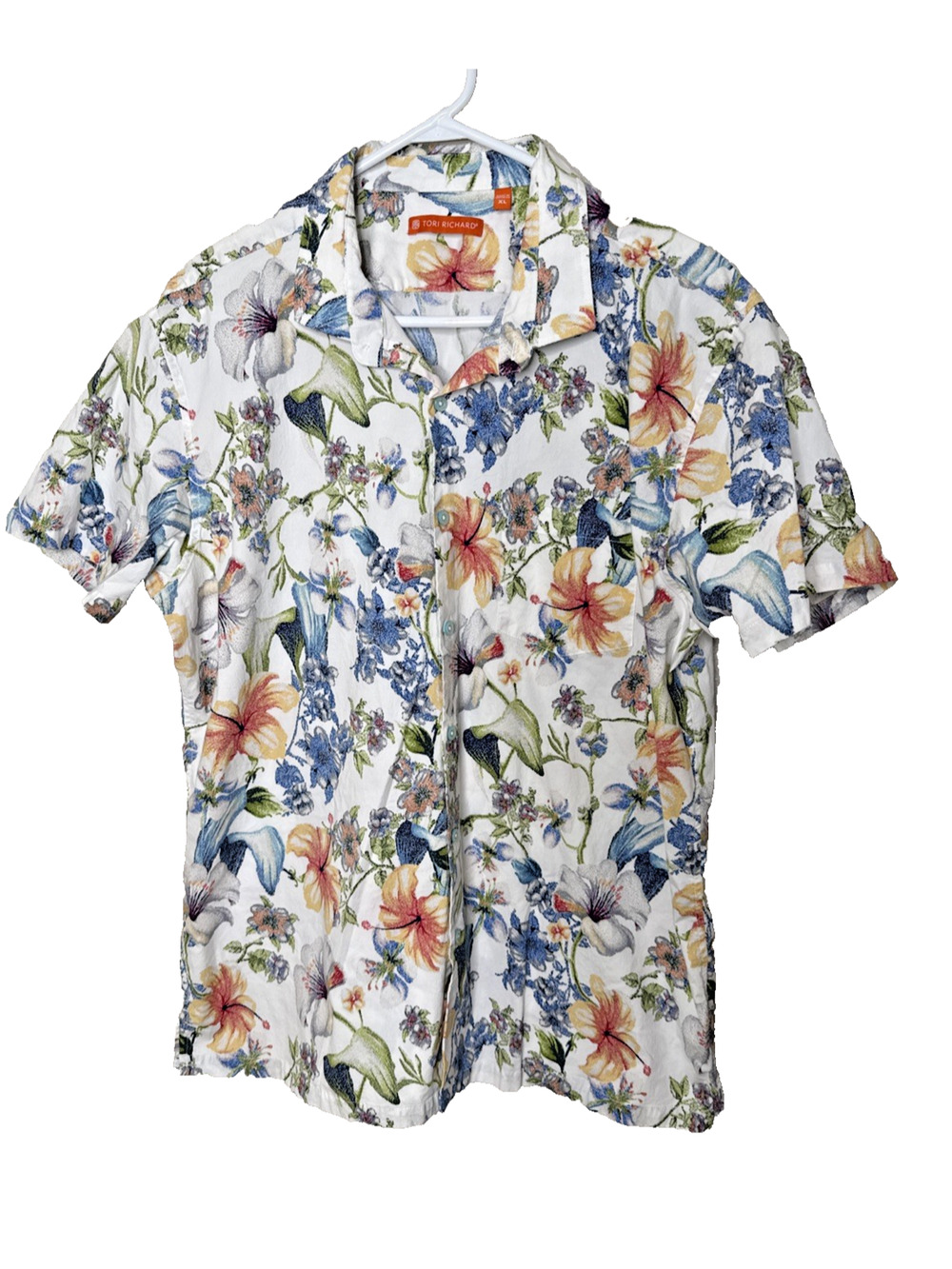 Tori Richard Size XL Tropical Floral Printed Cotton Hawaiian SS Casual Shirt